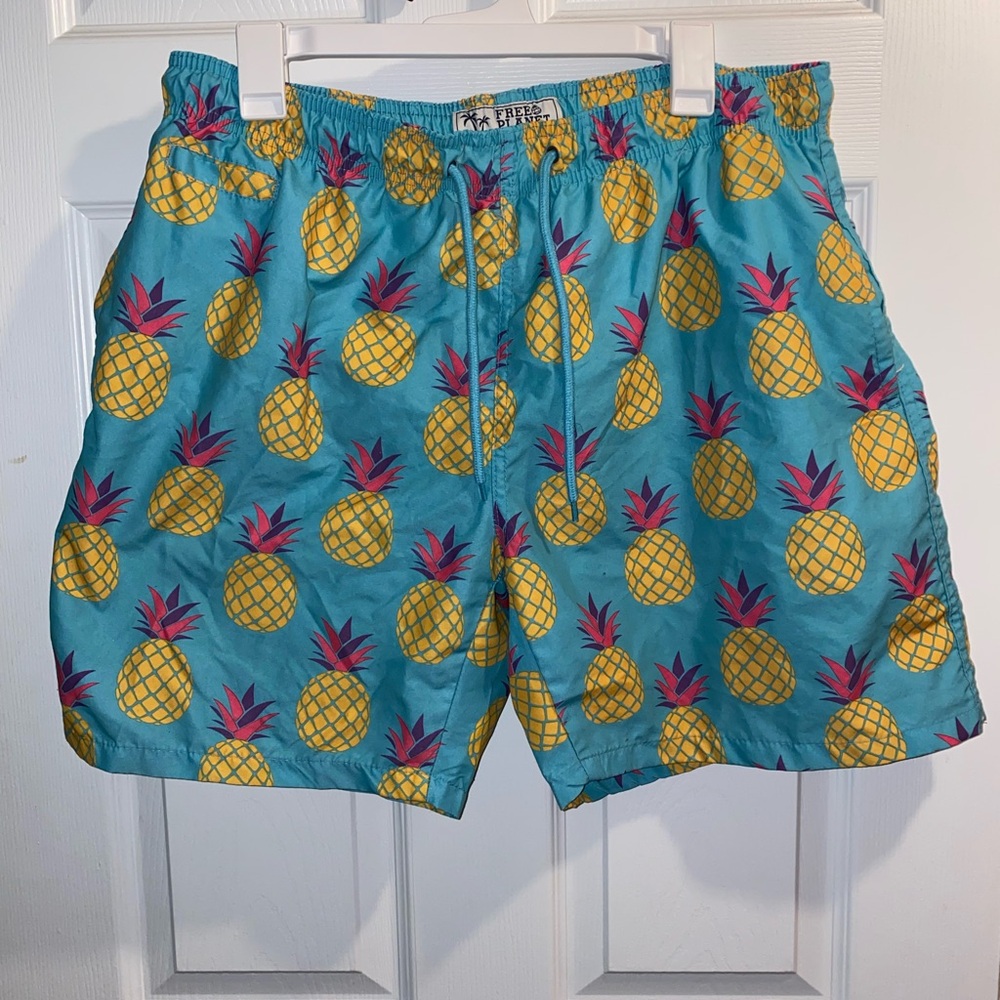 Free Planet Blue Pineapple Swim Trunks